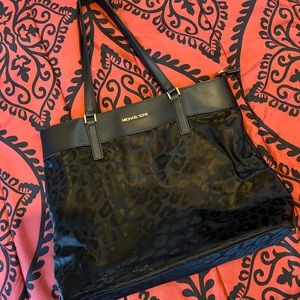Michael Kors black leopard print purse